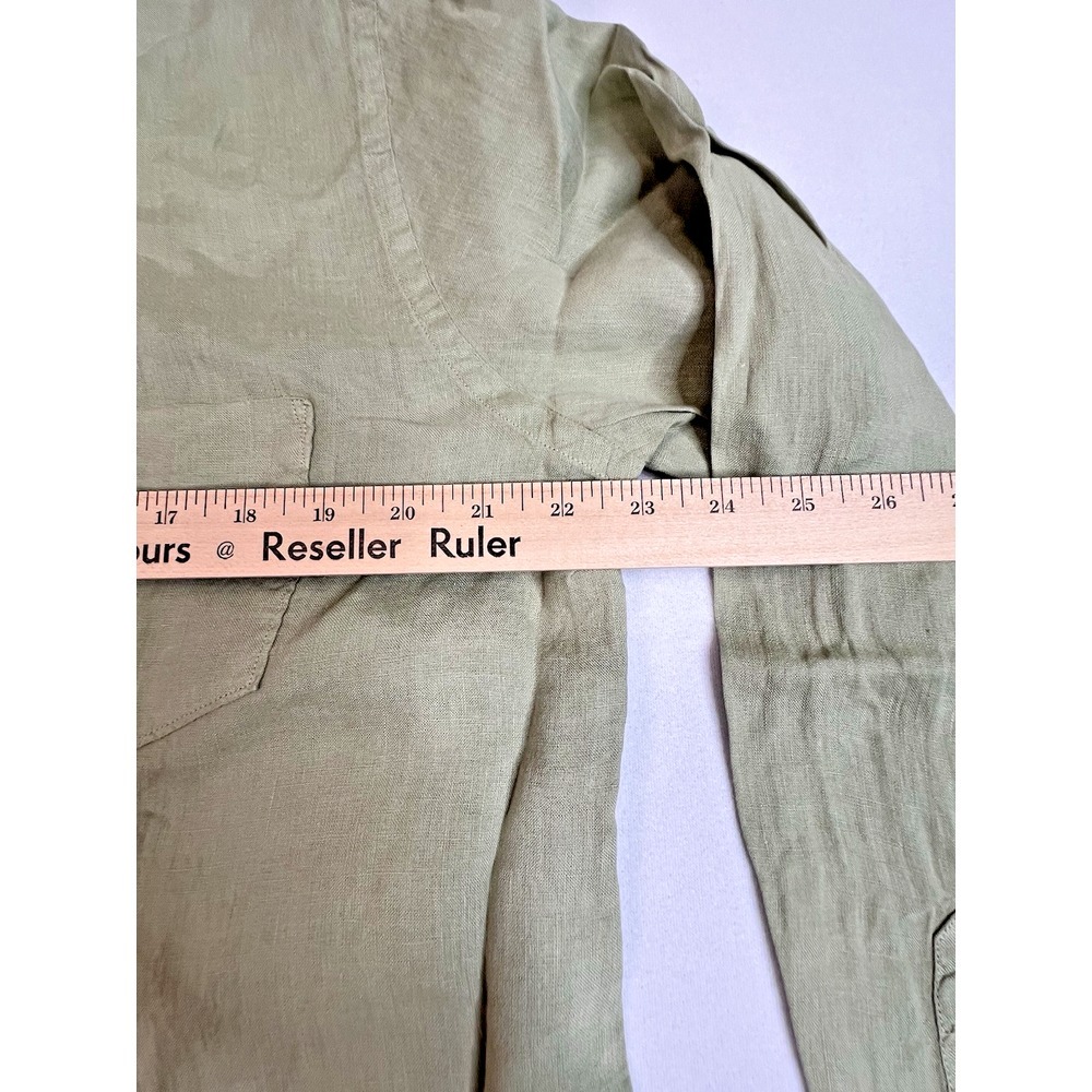 Manebi Men's Washed Linen LS Button-Up Panama Shirt Sage Size‎ XL Made In Italy - Picture 6 of 14